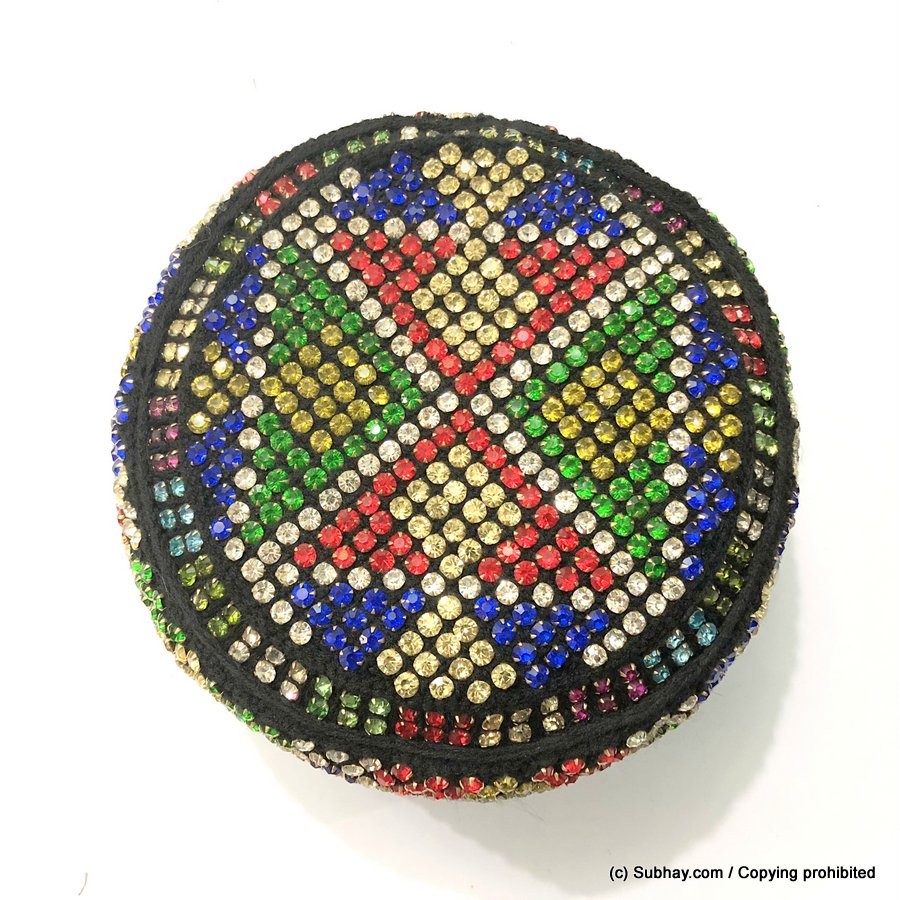 Multi Color Round Full Sindhi Nagina /  Zircon Cap or Topi MKC-568